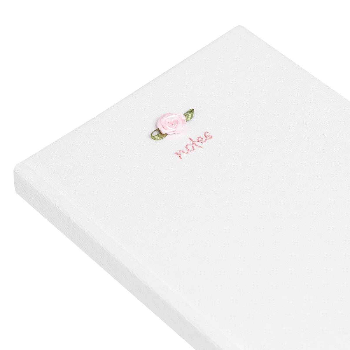 Pointelle Stationary Journal, Fabric Hardcover, White