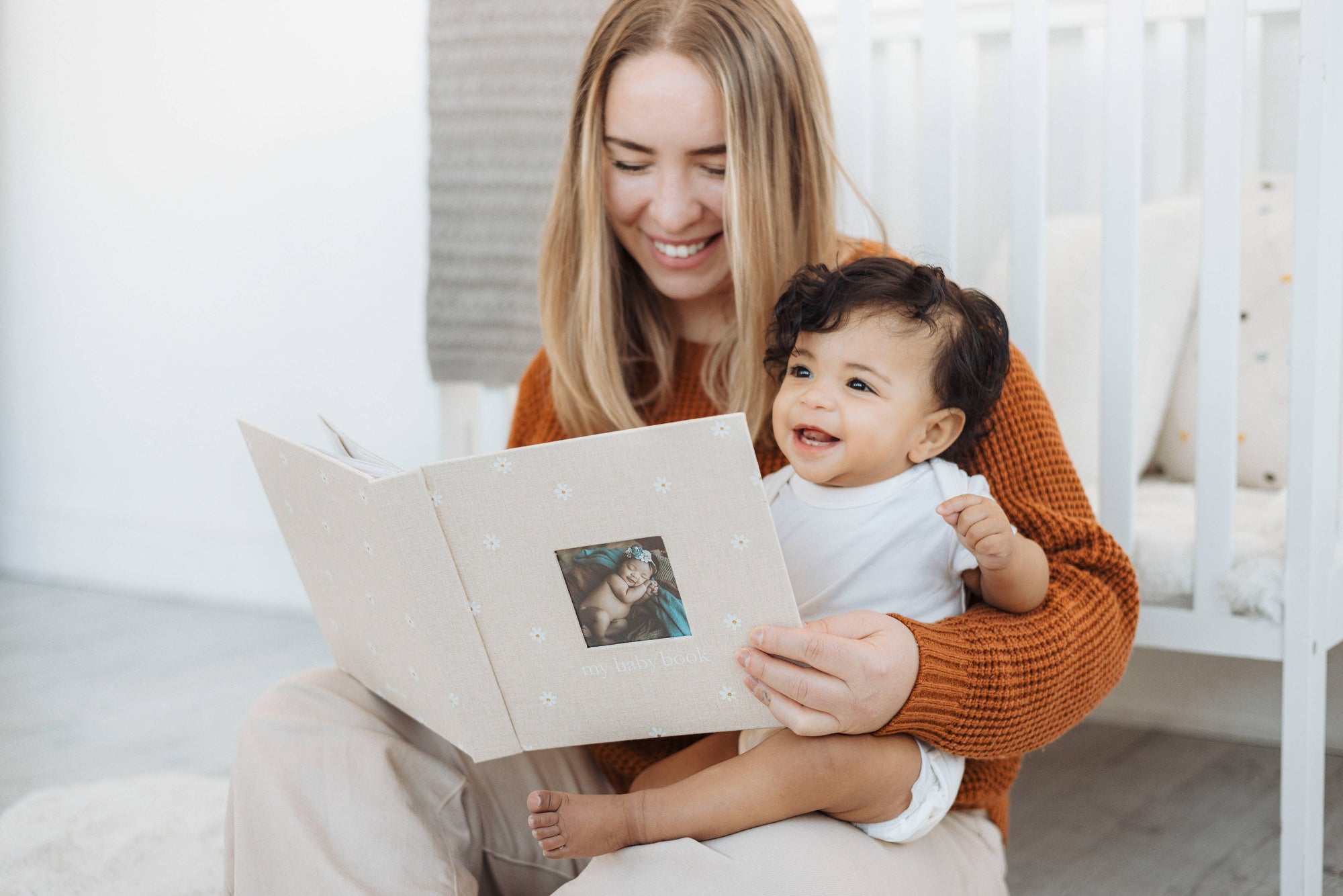 Daisy Print Square Baby Memory Book