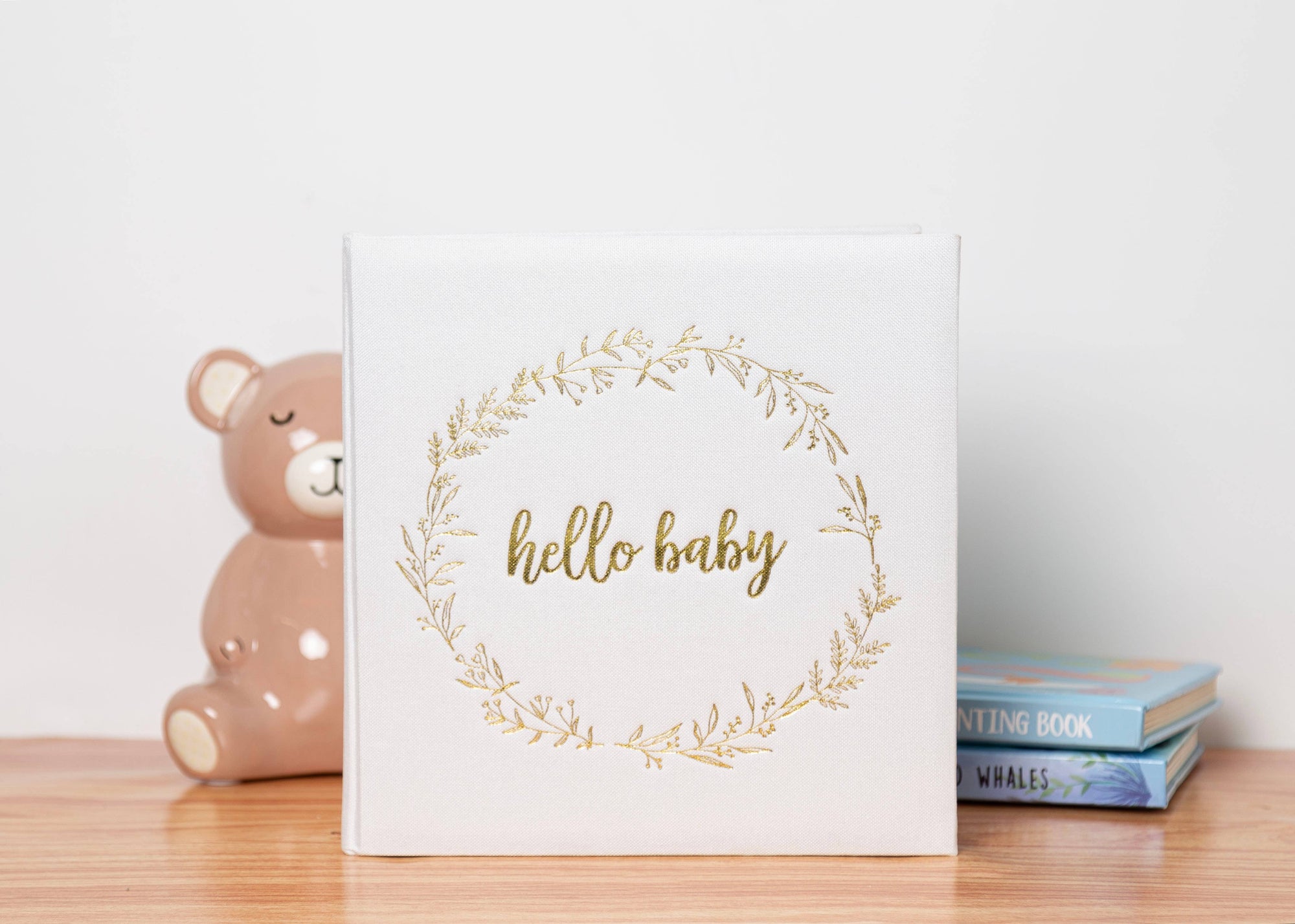 Hello Baby Square Linen Memory Book, Ivory 