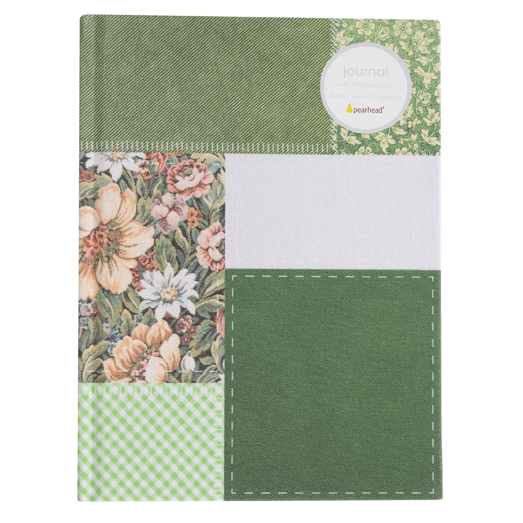 Green Patchwork Journal, Fabric Hardcover Stationary