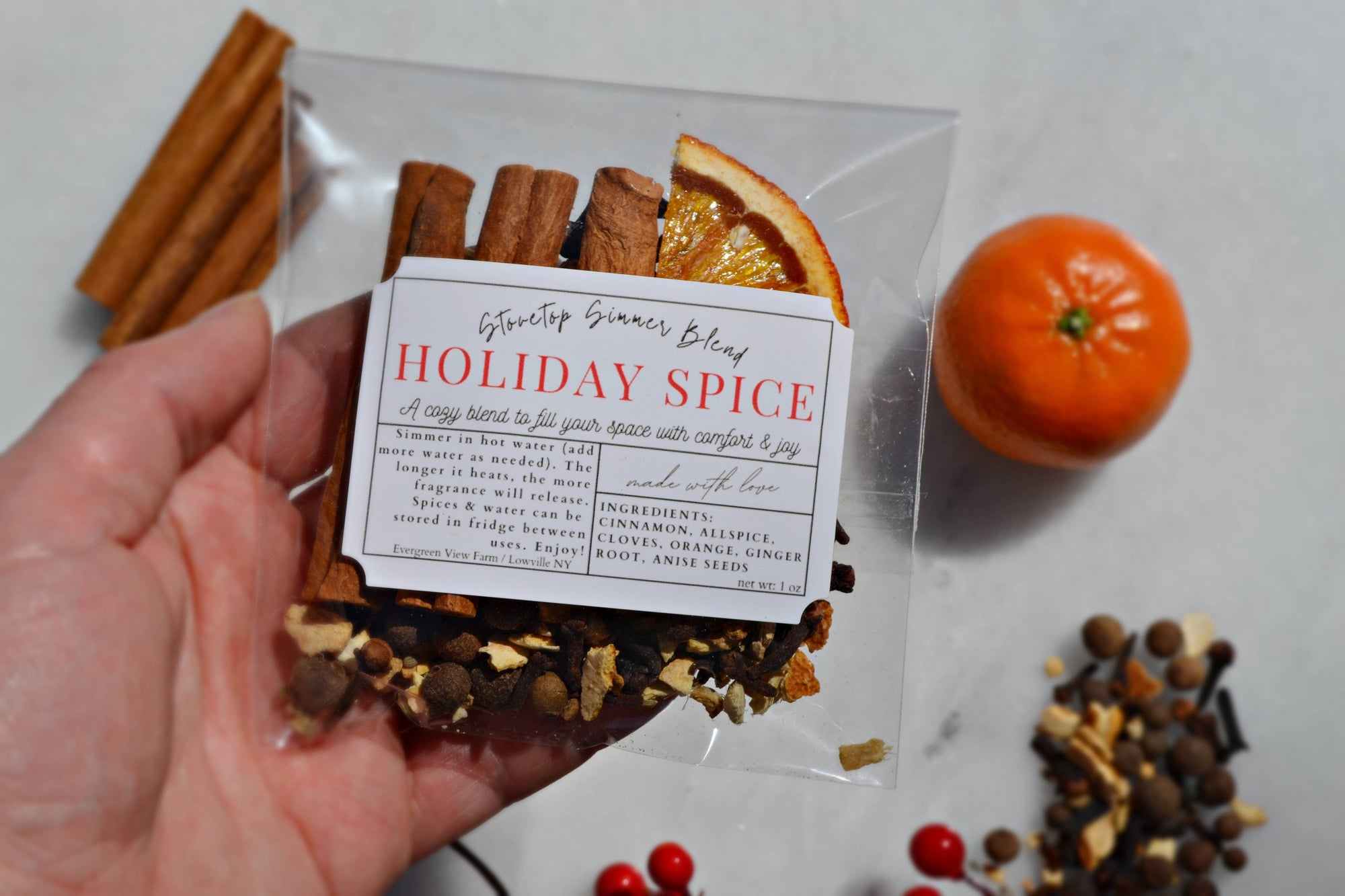Simmer Stovetop Potpourri Holiday Spice Fall Christmas Blend: Clear flat cello bag