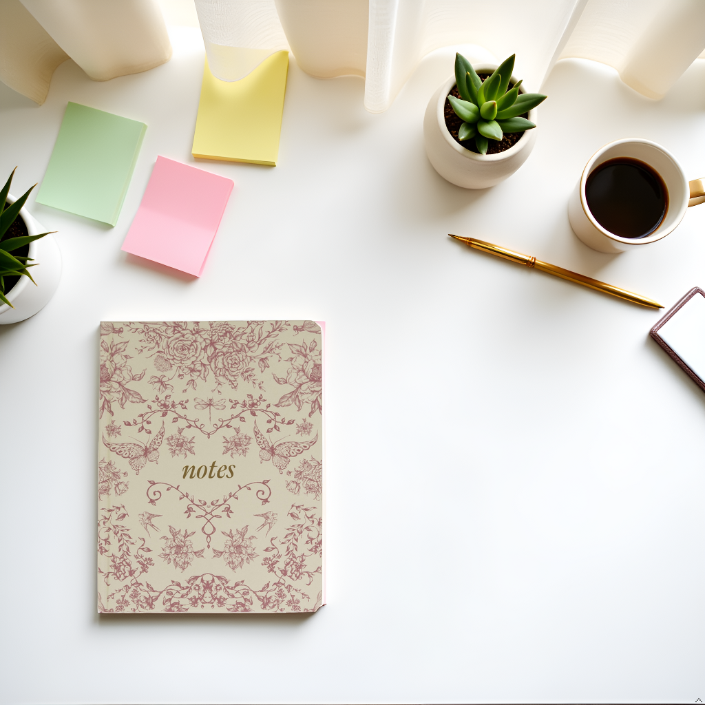 Red Toile Notes Journal, Hardcover Stationary