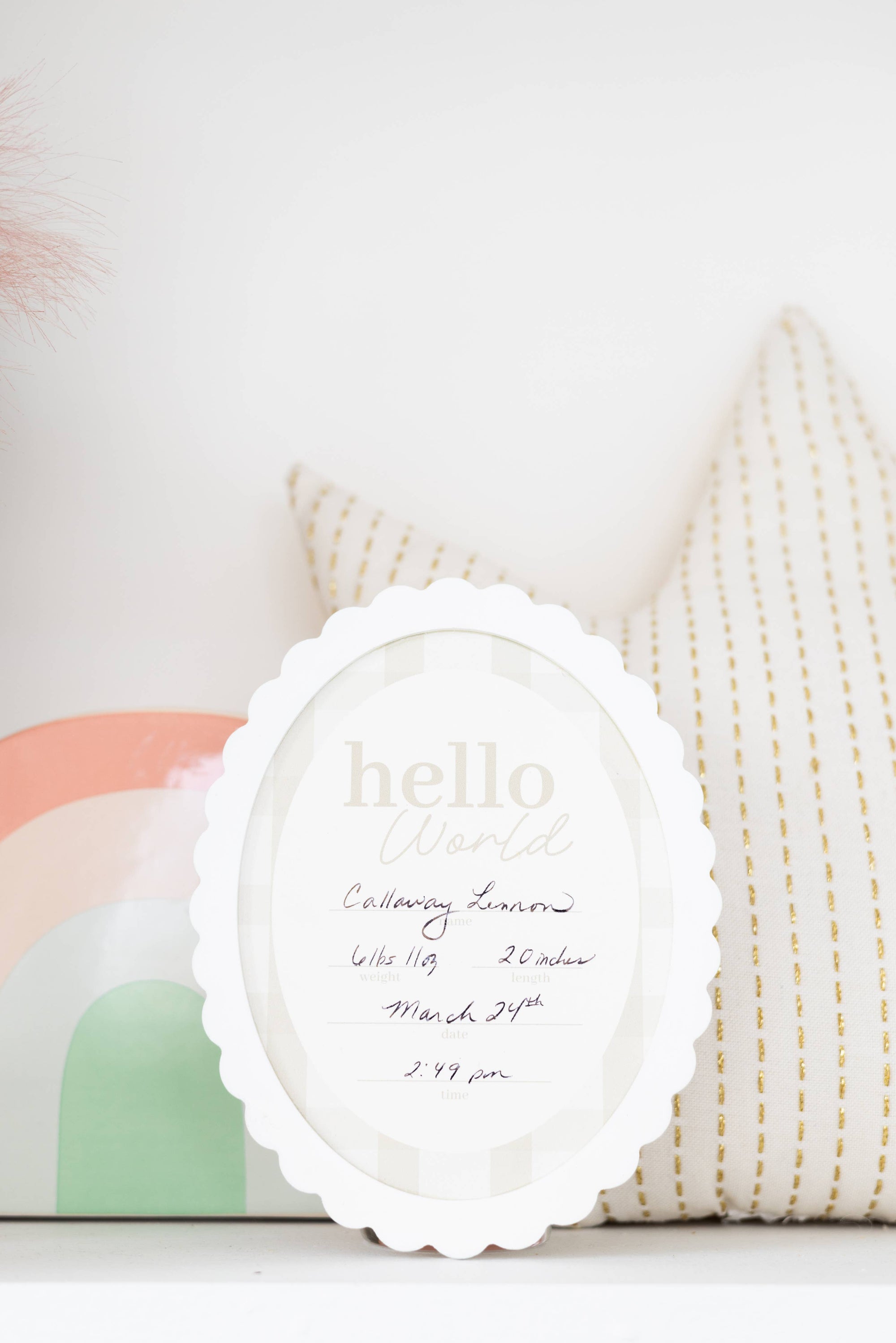 Hello World Wooden Baby Announcement Sign