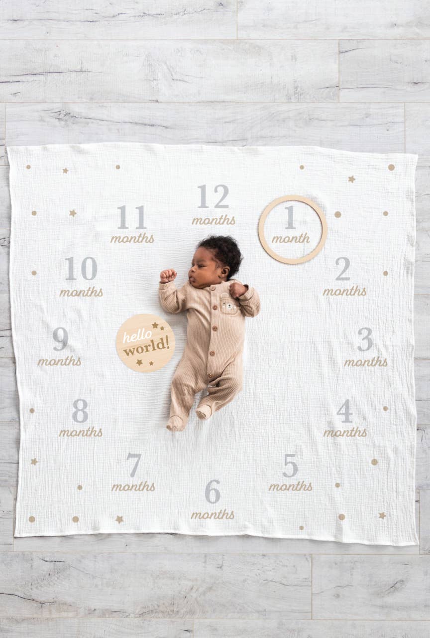Monthly Milestone Blanket &amp; Photo Prop Set Kit, First Year