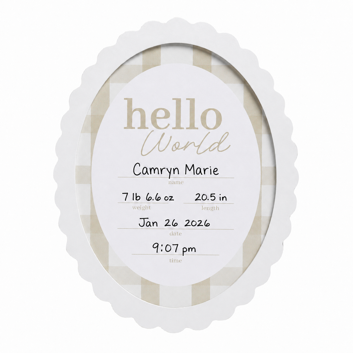 Hello World Wooden Baby Announcement Sign