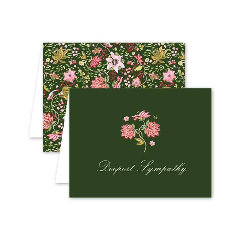 Oiseaux en Fleurs Green Sympathy: Single Card