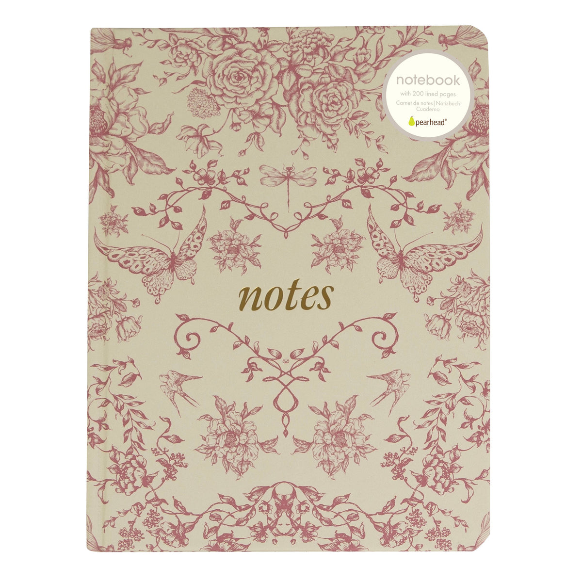 Red Toile Notes Journal, Hardcover Stationary