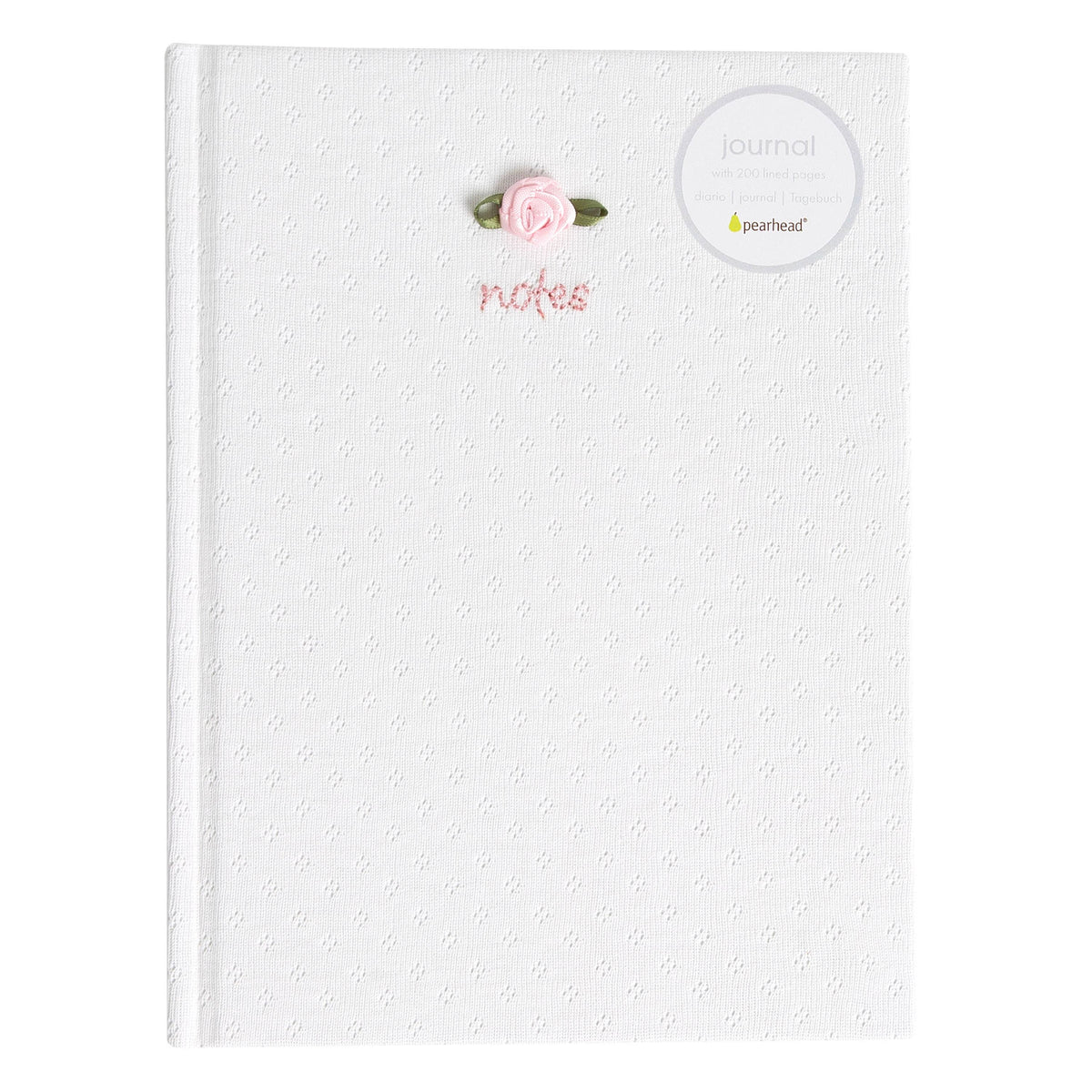 Pointelle Stationary Journal, Fabric Hardcover, White