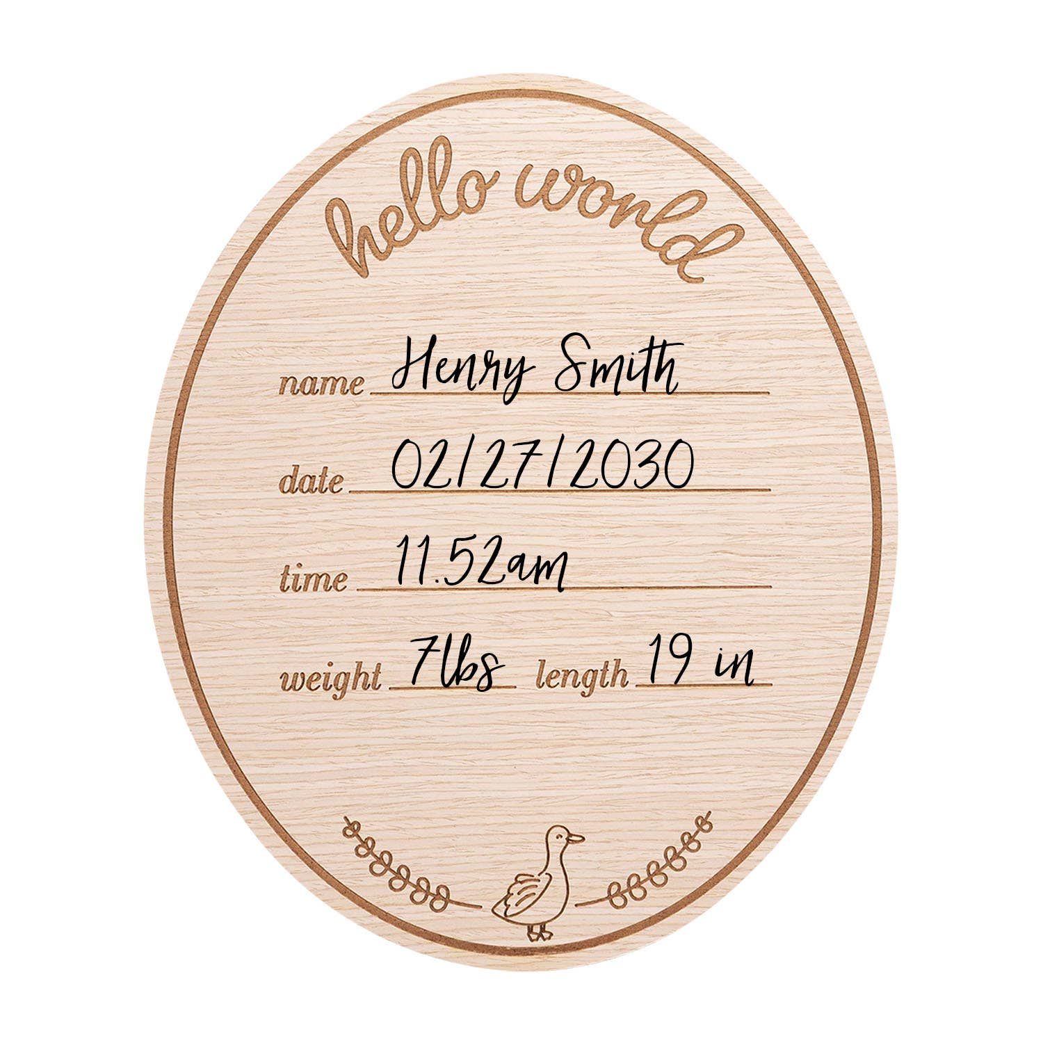 Hello Baby Goose Wooden Birth Announcement