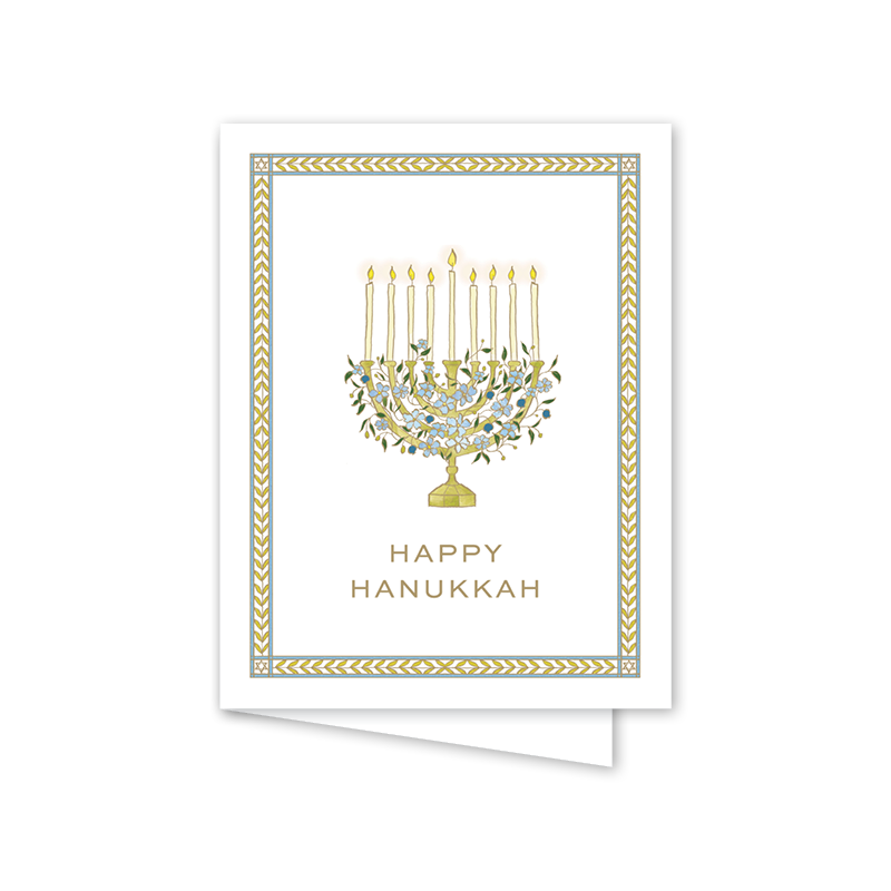 Garden of Sharon Blue Menorah: Single Card