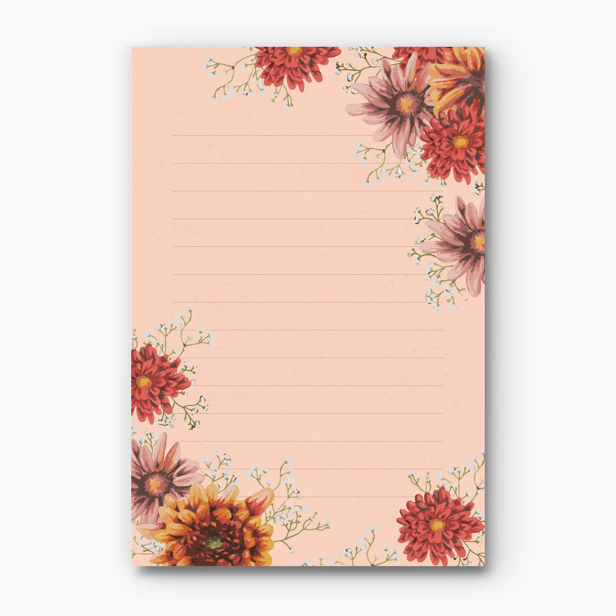 Mums + Baby's Breath Pale Amber | Notepad: 4.25" x 6.25" Notepad