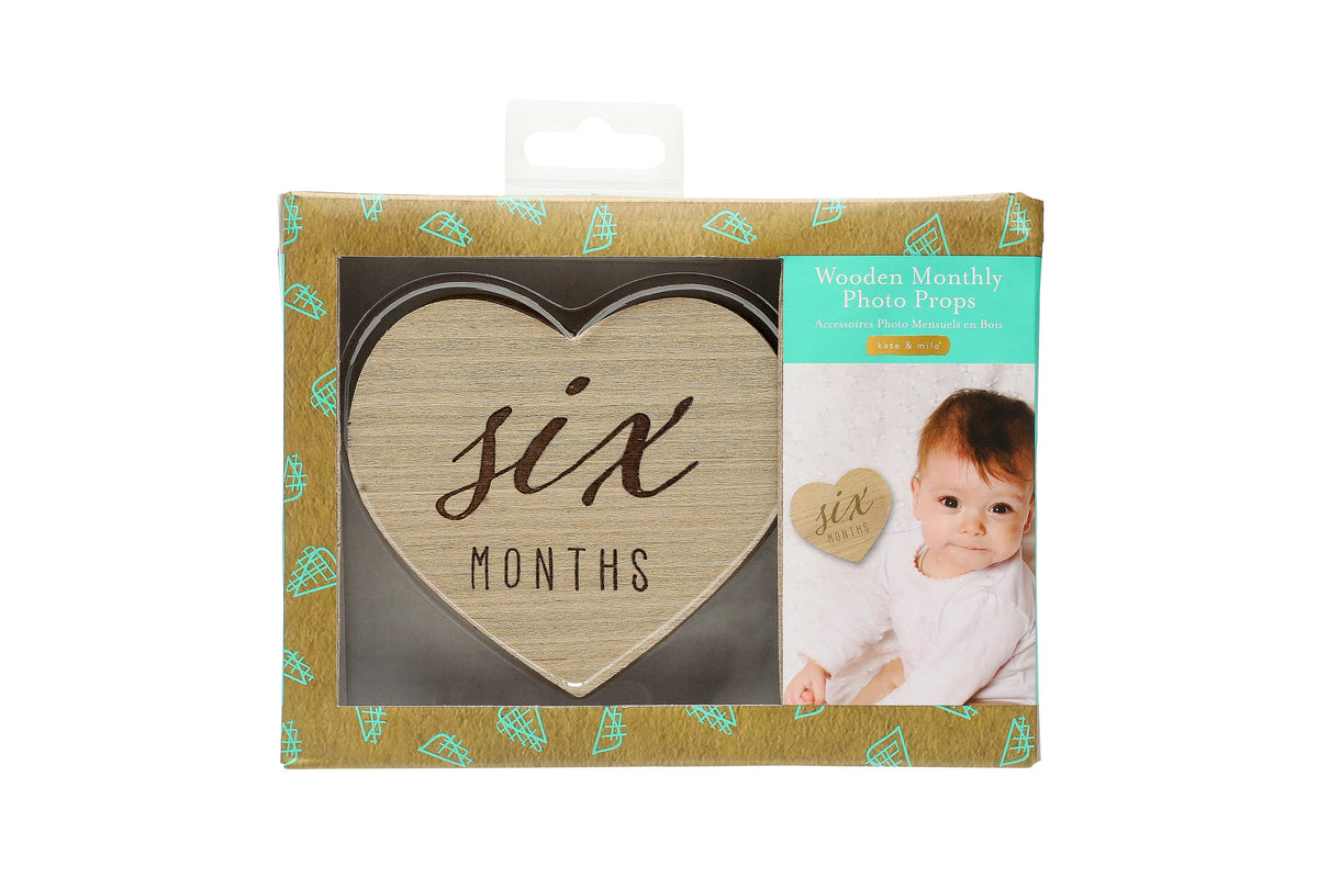 Heart Shaped Wooden Monthly Milestone Photo Props Discs