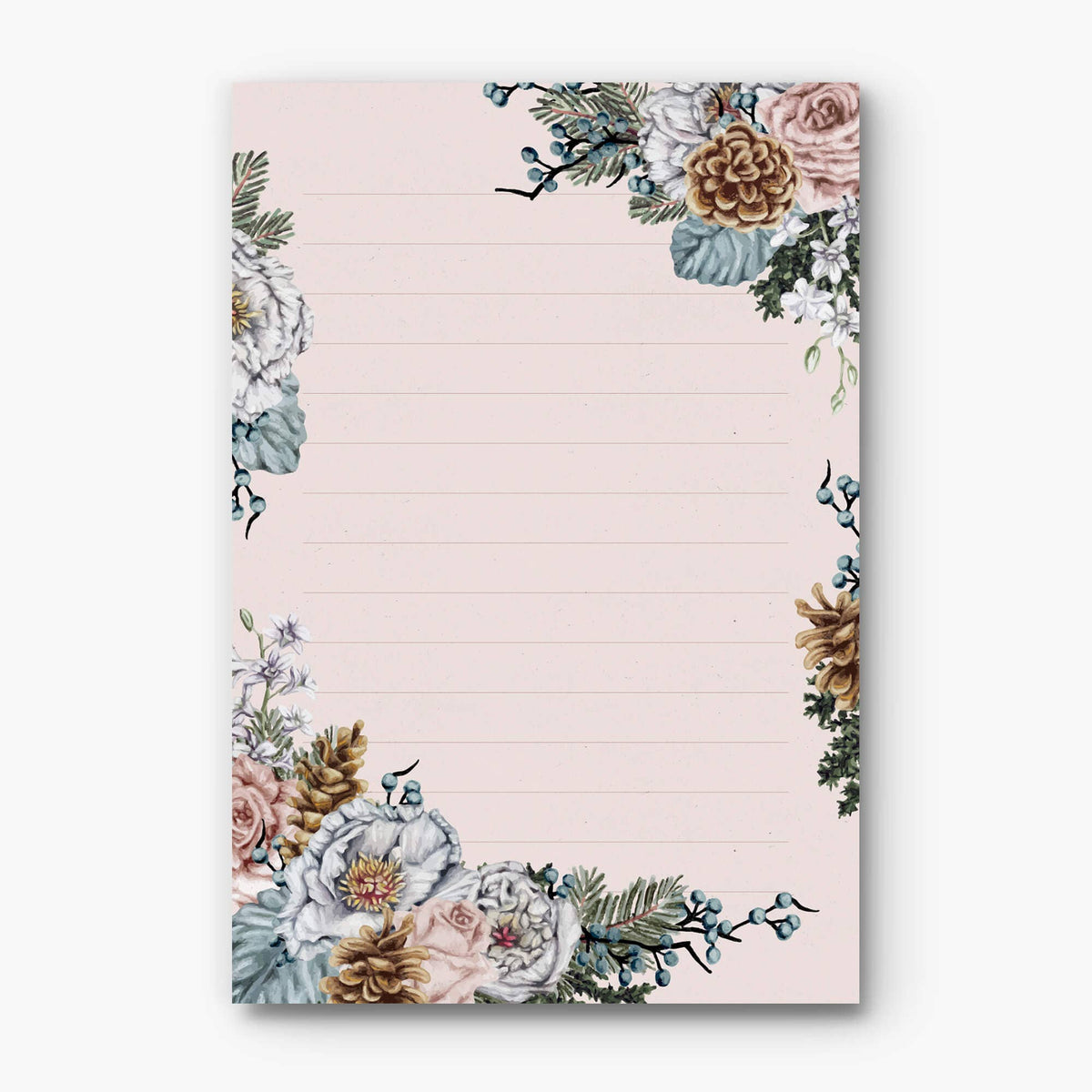 Wintry Florals Peony | Notepad: 4.25" x 6.25" Notepad