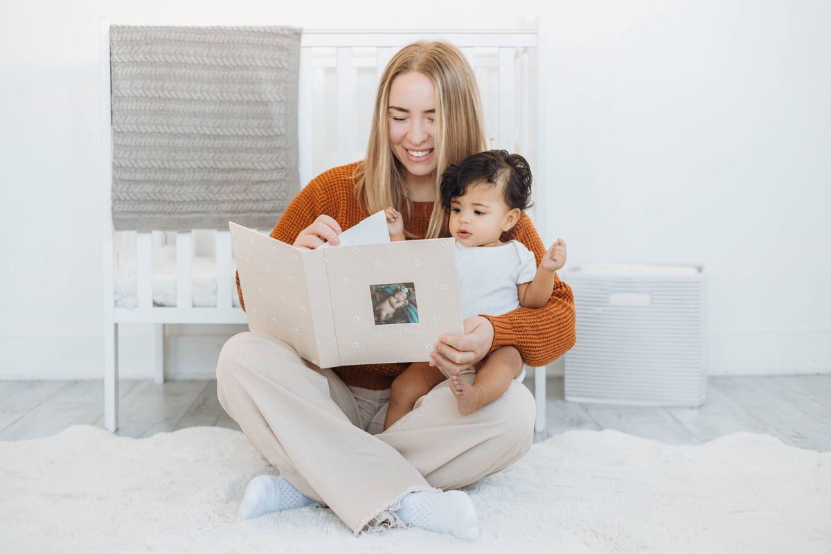 Daisy Print Square Baby Memory Book