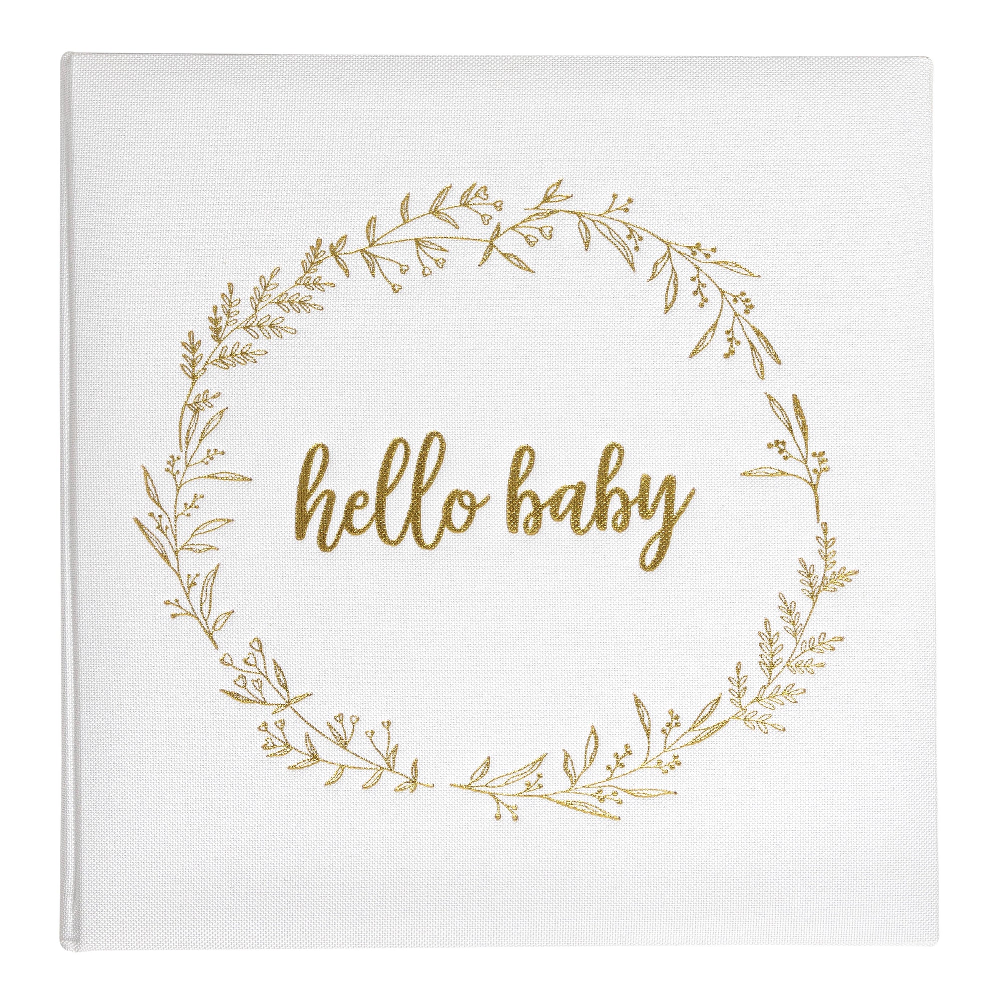 Hello Baby Square Linen Memory Book, Ivory 