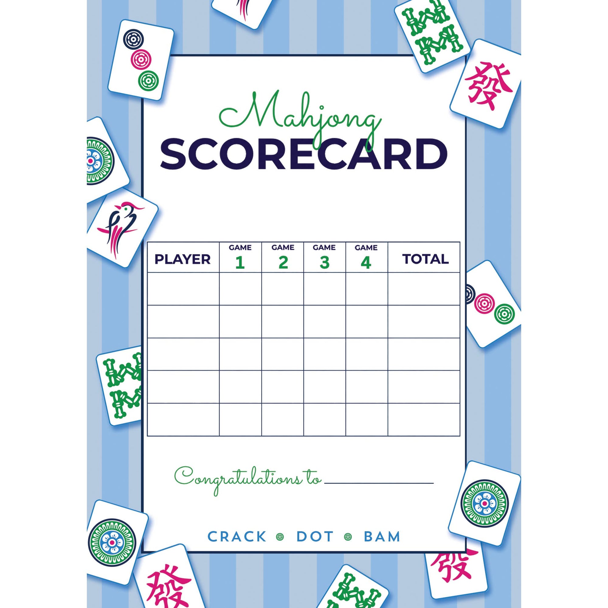 5x7 Mahjong Scorecard Notepad
