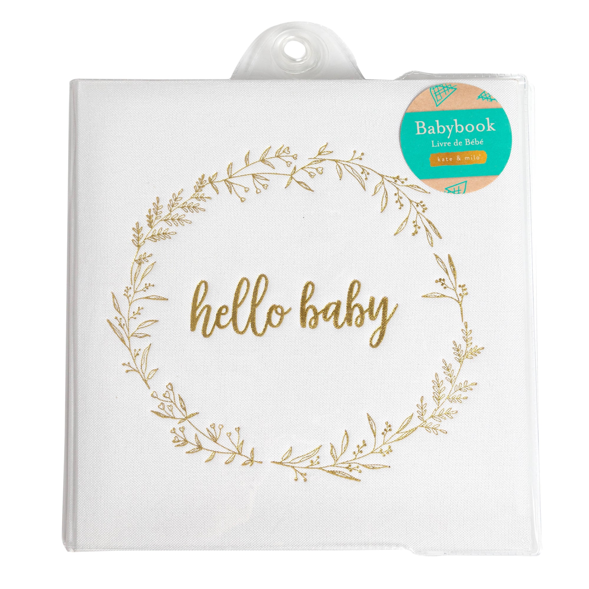Hello Baby Square Linen Memory Book, Ivory 