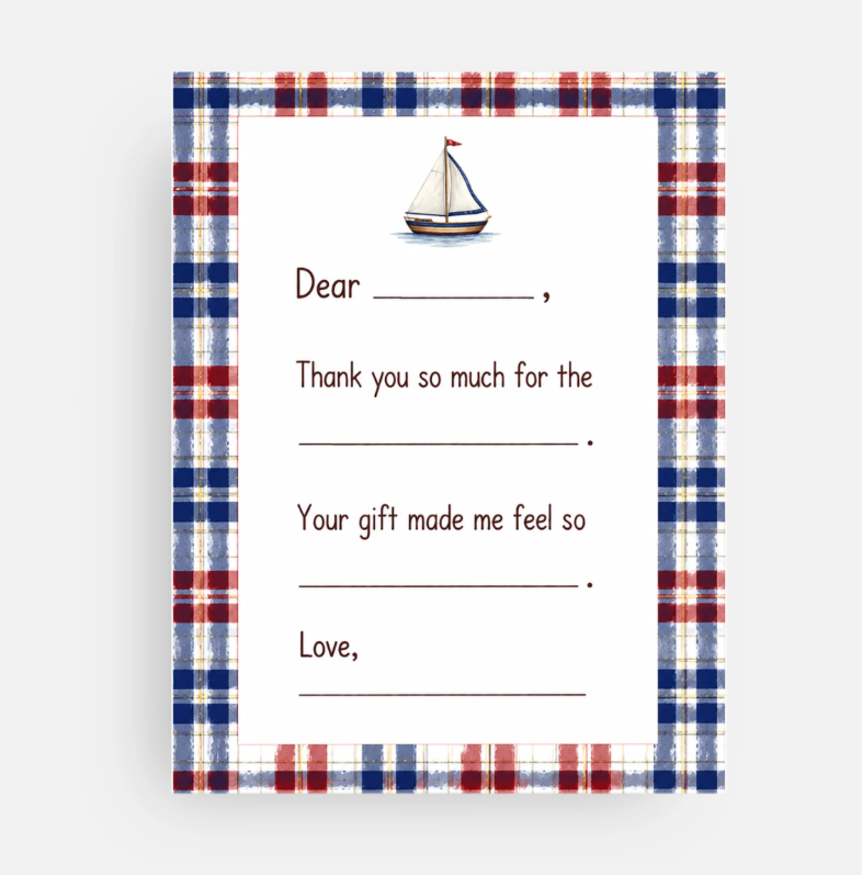 Nautical Thank You Cards - Set of 4 (4.2" x 5")