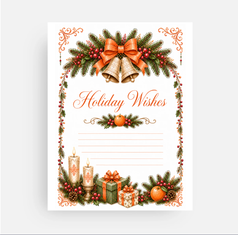 Vintage Citrus Christmas Card - Set of 4
