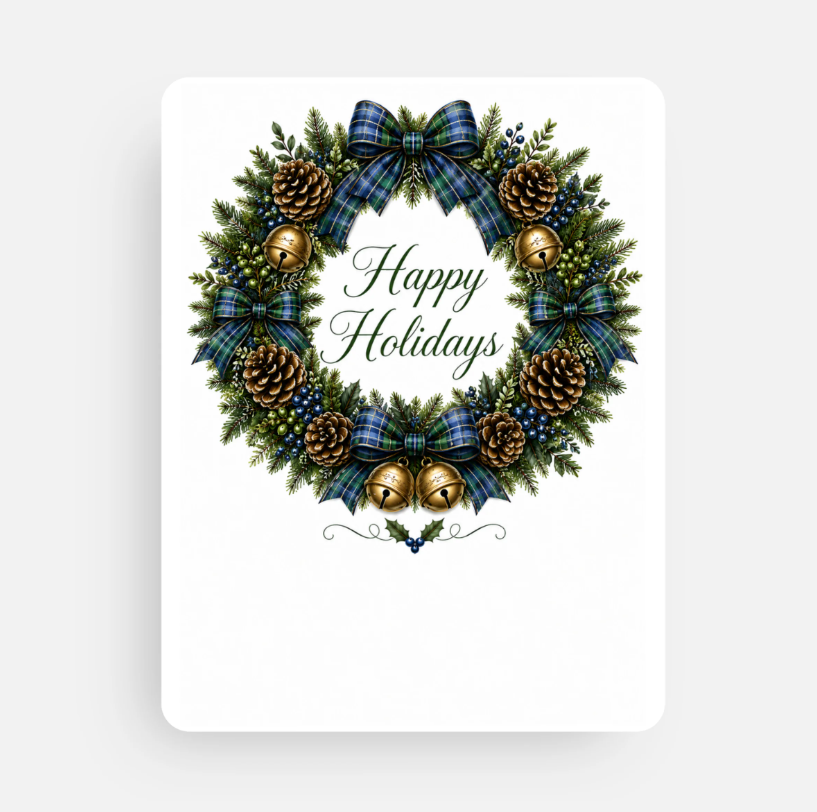 Holiday Wreath Celebration Cards - Set of 4