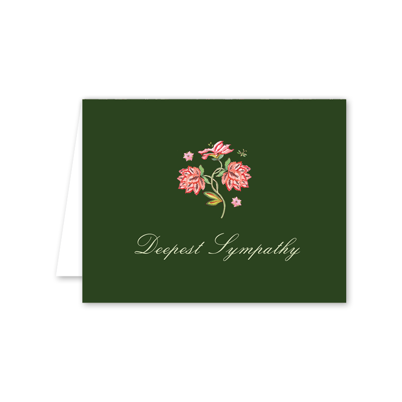 Oiseaux en Fleurs Green Sympathy: Single Card