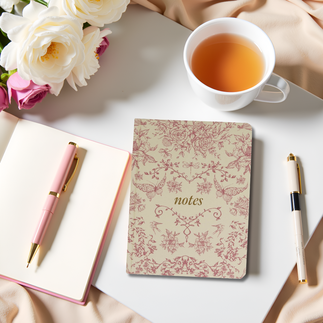 Red Toile Notes Journal, Hardcover Stationary