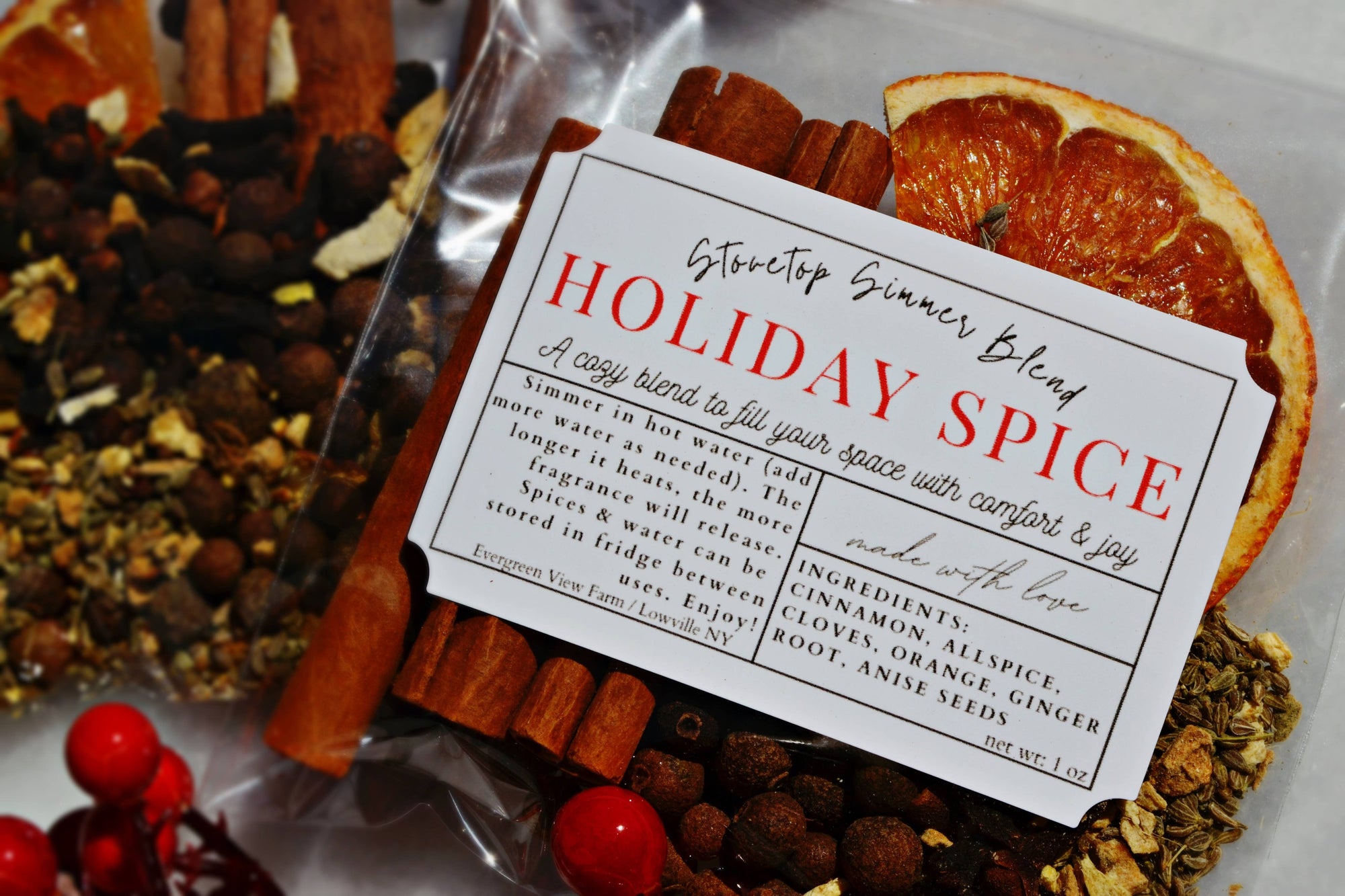 Simmer Stovetop Potpourri Holiday Spice Fall Christmas Blend: Clear flat cello bag