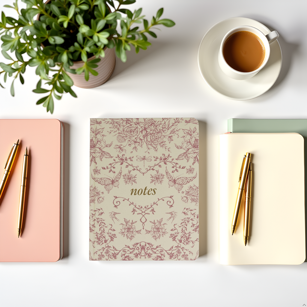 Red Toile Notes Journal, Hardcover Stationary