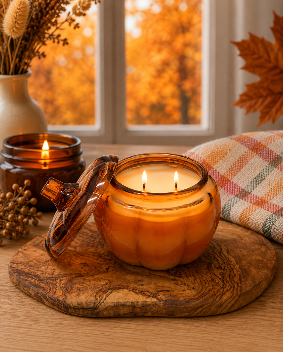 Pumpkin Glass Jar Soy Candle (15oz.): Apple Cinnamon