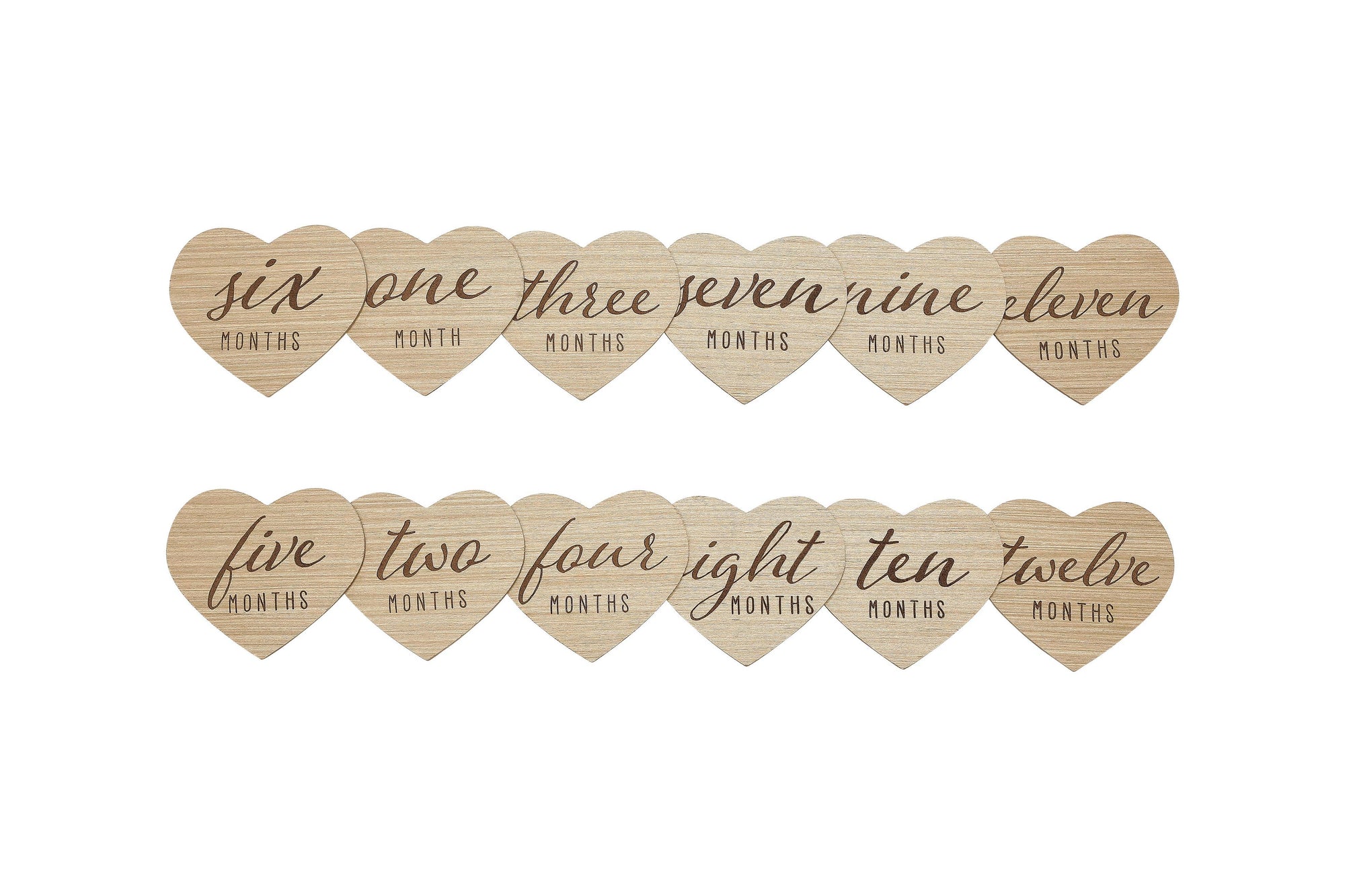 Heart Shaped Wooden Monthly Milestone Photo Props Discs