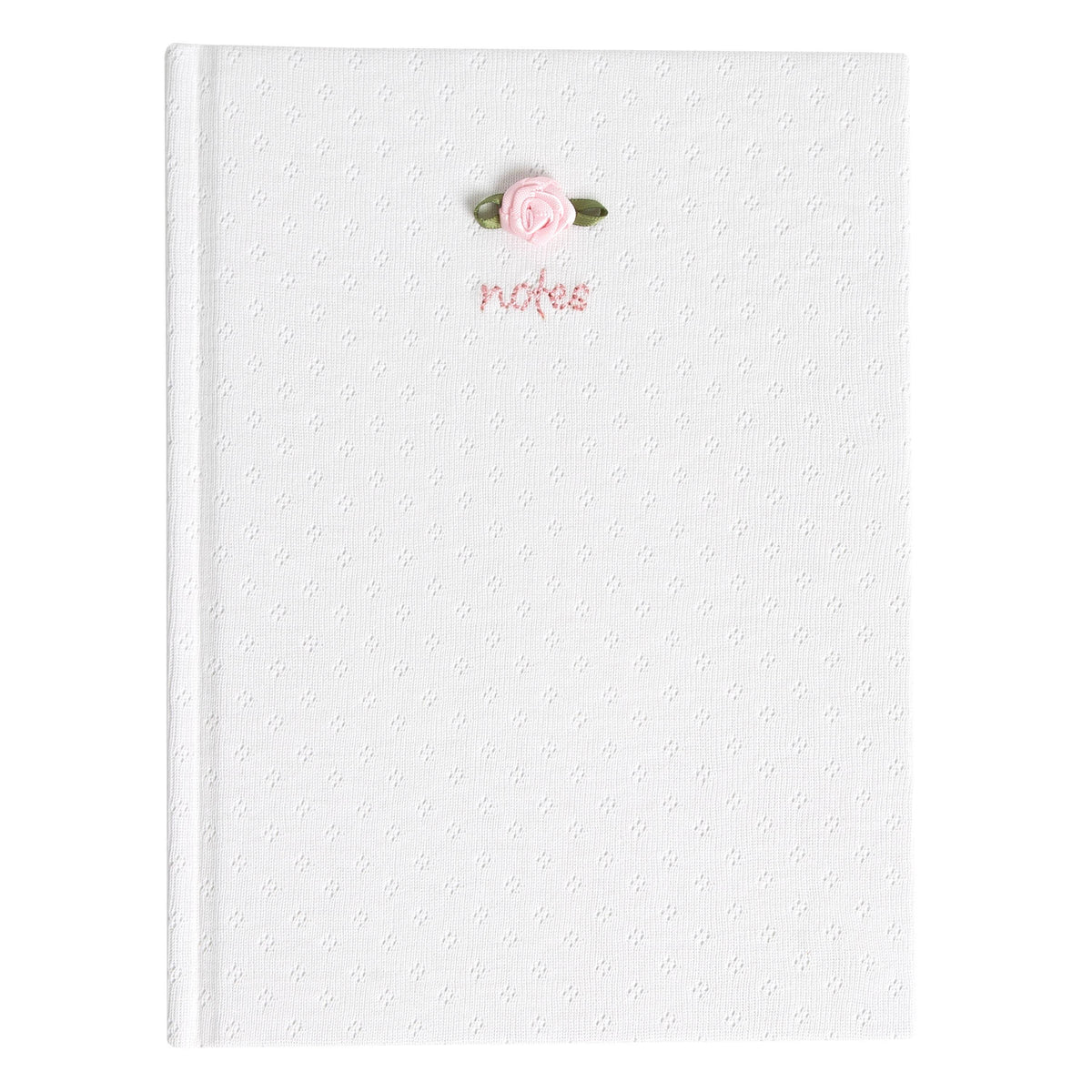 Pointelle Stationary Journal, Fabric Hardcover, White