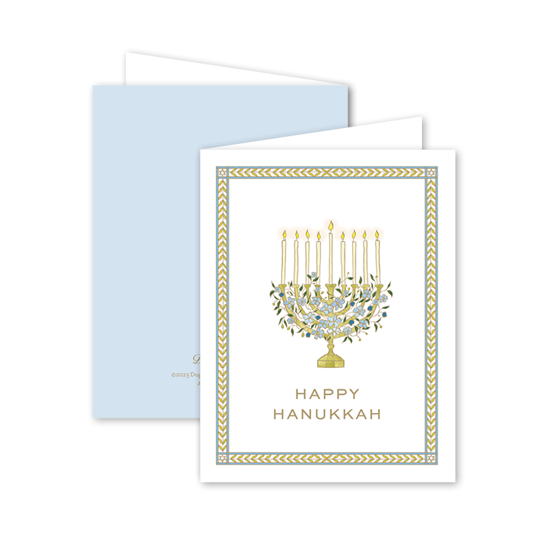 Garden of Sharon Blue Menorah: Single Card