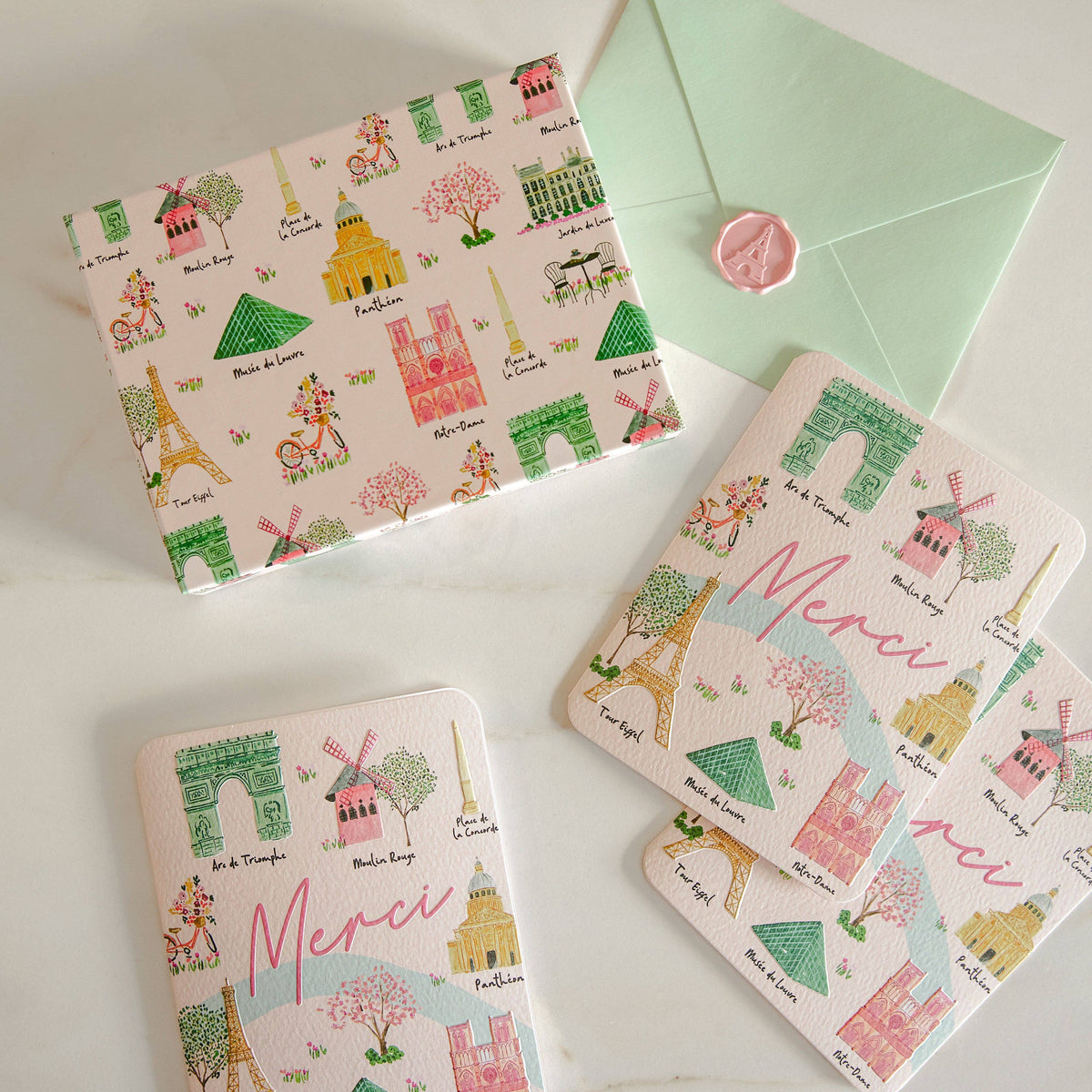 Sights of Paris Studio Note Cards with Matching Wax Seals